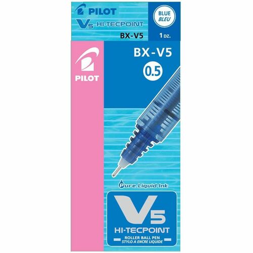 Pilot Hi-Tecpoint Rollerball Pen0.5 mm (0.02") Needle Pen Point - Blue Ink - Liquid - Stainless Steel Tip, 12 / BOX