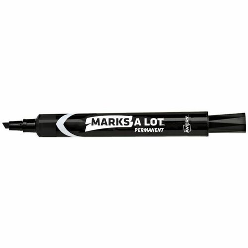 Marks-A-Lot Permanent Chisel Tip Marker - Bold Chisel Marker Point - Black Ink - 12 / Box