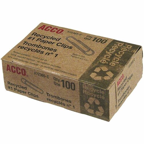 ACCO Paper Clip - No. 1 - Durable, Smooth - Silver - Alloy Steel - 1 Pack