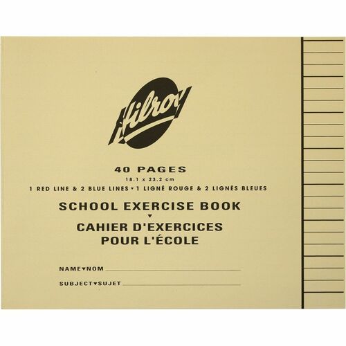 Hilroy Notebook - 40 Pages - Printed - Ruled Front Ruling - 7.12" (180.85 mm) Height x 9.12" (231.65 mm) Width - Beige Cover - Bilingual Format - 1 Unit