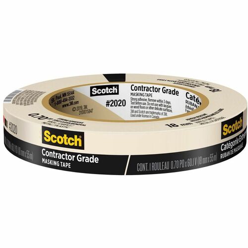 Scotch Masking Tape - 60 yd (54.9 m) Length x 0.70" (17.8 mm) Width - Tan - For Masking, General Purpose, Vinyl, Carpet, Metal, Plastic, Holding