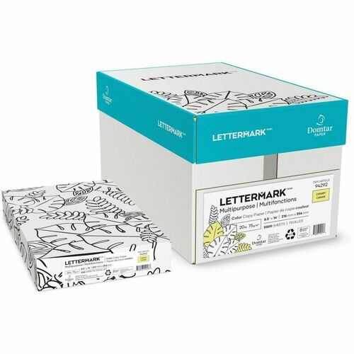 Domtar Multipurpose Paper - 8 1/2" (215.90 mm) x 14" (355.60 mm) - 20 lb (9071.85 g) Basis Weight - 75 g/m² Grammage - Smooth - Acid-free, Chlorine-free - Canary - 5000 Sheets - 500 Sheets per Ream - 500 / Pack
