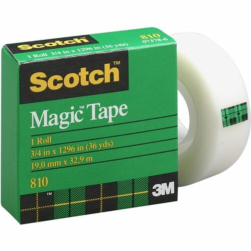 Scotch Magic Invisible Tape - 36 yd (32.9 m) Length x 0.75" (19.1 mm) Width - Matte - Clear - For Office, Home, School, General Purpose, Document - 48