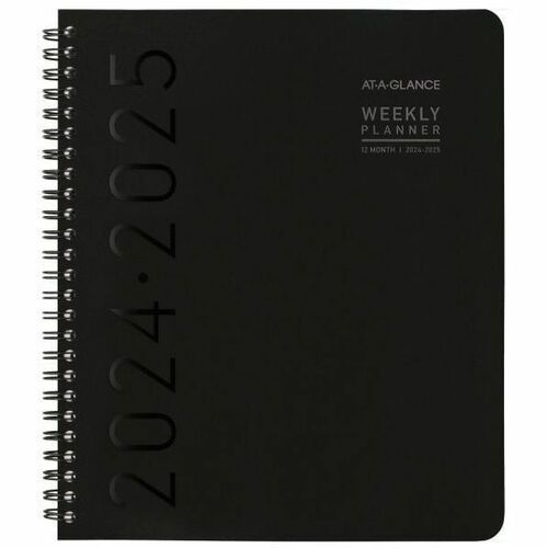 At-A-Glance Contemporary Lite Planner - Medium Size - Academic/Professional - Weekly, Monthly - 12 Month - July 2024 - June 2025 - 1 Month, 1 Week Double Page Layout - 8 3/4" x 7" White Sheet - Twin Wire - Black - Black Faux Leather CoverSchedule Section,
