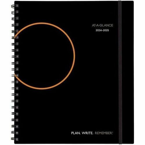 ACCO Plan.Write.Remember Appointment Book/Planner - Large Size - Julian Dates - Monthly, Weekly - 12 Month - July 2024 - June 2025 - 7:00 A.M to 6:00 P.M - 1 Month, 1 Week Double Page Layout - 8 3/4" x 11" White Sheet - Twin Wire - Bungee Strap - Black - 