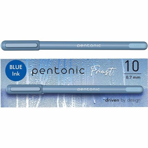 Pen-Tab Frosted Barrel Ballpoint Pens - Fine Pen Point - 0.7 mm Pen Point Size - Blue - Frost, Blue Barrel - 10 / Box
