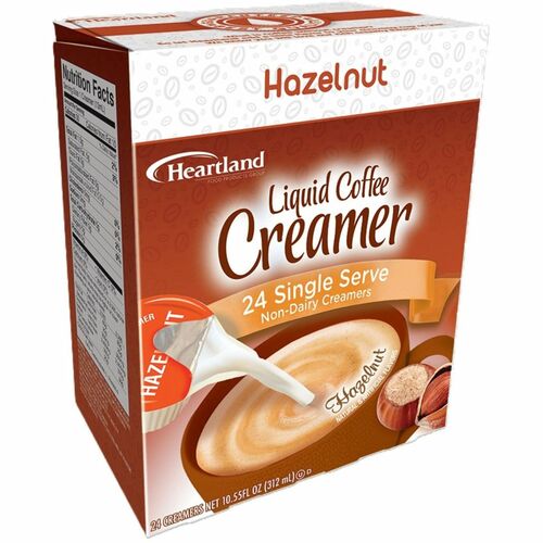 Heartland Single-Serve Liquid Coffee Creamers - Hazelnut Flavor - 0.37 fl oz (11 mL) - 24/Box - 1 Serving