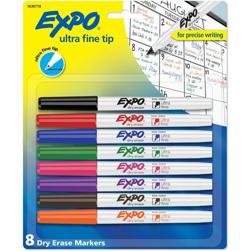 Expo Dry Erase Markers - Ultra Fine Marker Point - Assorted, Red, Green, Blue, Pink, Purple, Brown, Orange, Black Dry Ink - 8 / Pack