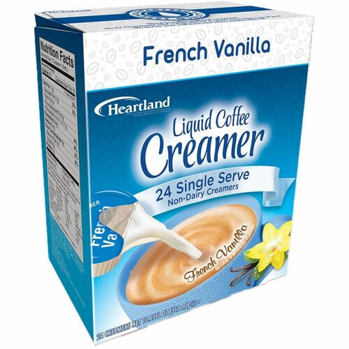 Heartland Single-Serve Liquid Coffee Creamers - French Vanilla Flavor - 0.37 fl oz (11 mL) - 24/Box - 1 Serving