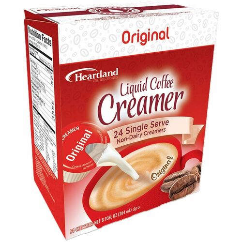 Heartland Single-Serve Liquid Coffee Creamers - Original Flavor - 0.37 fl oz (11 mL) - 24/Box - 1 Serving