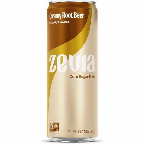 Zevia Zero Sugar Creamy Root Beer - Ready-to-Drink - Sugar Free - 12 fl oz (355 mL) - 12 / Carton