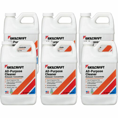 SKILCRAFT® All-Purpose Cleaner & Degreaser - For Multipurpose - Ready-To-Use - Liquid - 64 fl oz (2 quart) - Biodegradable, Phosphate-free, Non-abrasive, Dye-free, Non-flammable, Non-toxic - Clear - 6 / Box