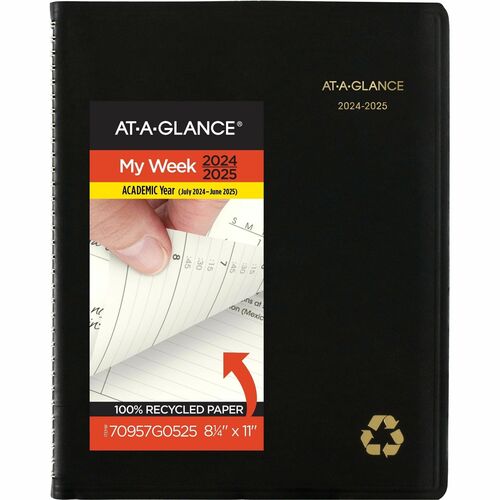 At-a-Glance Appointment Book/Planner - Large Size - Academic - Julian Dates - Weekly, Monthly - 12 Month - July 2024 - June 2025 - Quarter-hourly, 7:00 AM to 8:45 PM - Monday - Friday, 7:00 AM to 5:30 PM - Saturday - 1 Month, 1 Week Double Page Layout - W