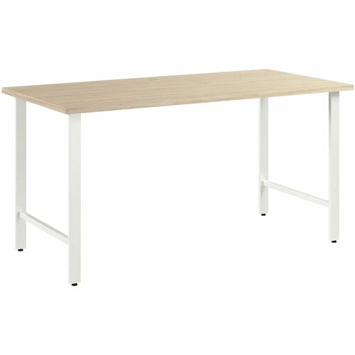 Bush Business Furniture Hustle 60W x 30D Computer Desk with Metal Legs - 60" x 30" - Material: Metal, Plastic, Thermofused Laminate (TFL), Engineered Wood - Finish: Natural Elm, Thermofused Laminate (TFL) - Durable, Scratch Resistant, Stain Resistant, Dam