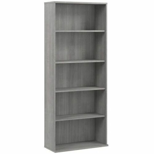 Bush Business Furniture Hustle Tall 5 Shelf Bookcase - 30" x 13"72" - 5 Shelve(s) - 3 Adjustable Shelf(ves) - Material: Plastic, Metal, Thermofused Laminate (TFL), Engineered Wood - Finish: Platinum Gray - Durable, Scratch Resistant, Stain Resistant, Dama