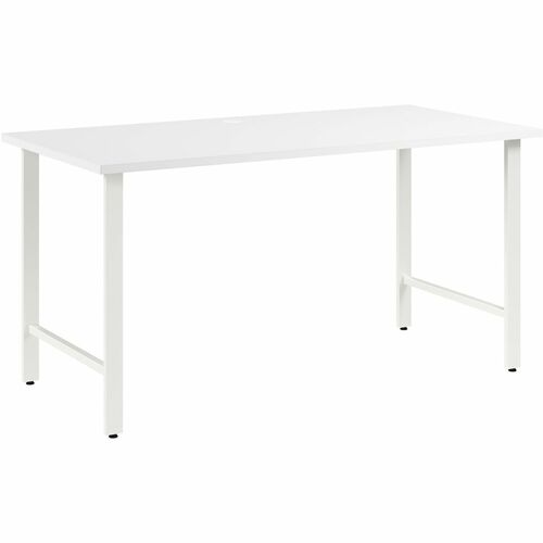 Bush Business Furniture Hustle 60W x 30D Computer Desk with Metal Legs - 60" x 30" - Material: Metal, Plastic, Thermofused Laminate (TFL), Engineered Wood - Finish: Thermofused Laminate (TFL), White - Durable, Scratch Resistant, Stain Resistant, Damage Re