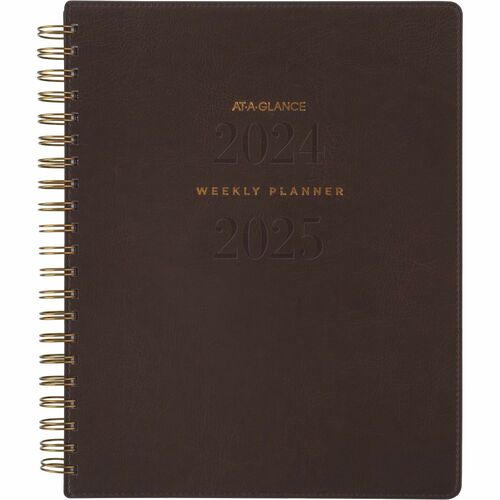 2024-2025 AT-A-GLANCE® Signature Collection Academic Weekly/Monthly Planner, 8-1/2" x 11" , Brown, July To July, YP905A09 - Large - Academic - Weekly, Monthly - July 2024 to July 2025 - 8 1/2" x 11" Sheet Size - White Sheet - Wire Bound - Brown Polypr