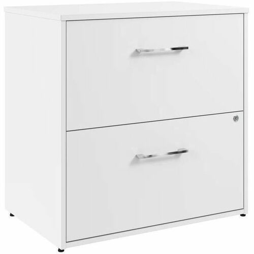 Bush Business Furniture Hustle 2 Drawer Lateral File Cabinet - 30" x 2030" - 2 x File Drawer(s) - Material: Metal, Plastic, Thermofused Laminate (TFL), Engineered Wood - Finish: White - Drawer Extension, Ball Bearing Slides, Durable, Scratch Resistant, St