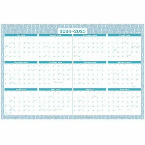 2024-2025 AT-A-GLANCE® BADGE Reversible Academic/Regular Year Wall Calendar, 24" x 36" , Geo, July 2024 To June 2025, 1710G-550SB - Large - Academic/Regular - Yearly - 2024 to 2025 - Tapebound - 24" Height - Erasable, International Holiday, Reversible