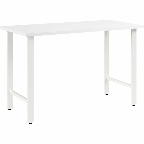 Bush Business Furniture Hustle 48W x 24D Computer Desk with Metal Legs - 48" x 24" - Material: Metal, Plastic, Thermofused Laminate (TFL), Engineered Wood - Finish: Thermofused Laminate (TFL), White - Durable, Scratch Resistant, Stain Resistant, Damage Re