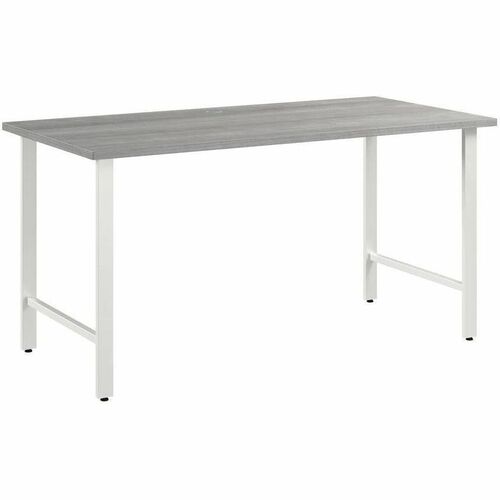 Bush Business Furniture Hustle 60W x 30D Computer Desk with Metal Legs - 60" x 30" - Material: Metal, Plastic, Thermofused Laminate (TFL), Engineered Wood - Finish: Thermofused Laminate (TFL), Platinum Gray - Durable, Scratch Resistant, Stain Resistant, D