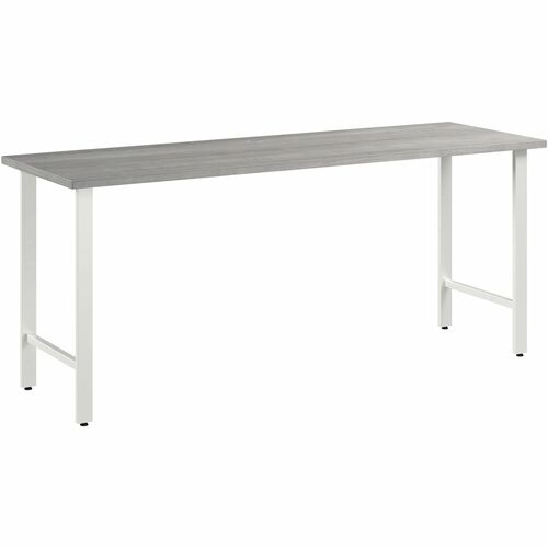 Bush Business Furniture Hustle 72W x 24D Computer Desk with Metal Legs - 72" x 24" Desk - Material: Metal, Plastic, Thermofused Laminate (TFL), Engineered Wood - Finish: Thermofused Laminate (TFL), Platinum Gray - Durable, Scratch Resistant, Stain Resista