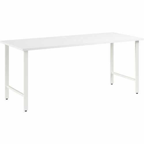 Bush Business Furniture Hustle 72W x 30D Computer Desk with Metal Legs - 72" x 30" Desk - Material: Metal, Plastic, Thermofused Laminate (TFL), Engineered Wood - Finish: Thermofused Laminate (TFL), White - Durable, Scratch Resistant, Stain Resistant, Dama