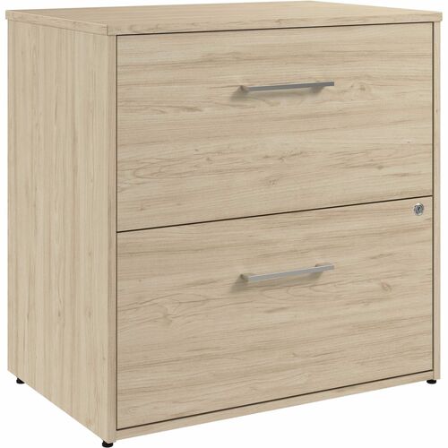 Bush Business Furniture Hustle 2 Drawer Lateral File Cabinet - 30" x 2030" - 2 x File Drawer(s) - Material: Metal, Plastic, Thermofused Laminate (TFL), Engineered Wood - Finish: Natural Elm - Drawer Extension, Ball Bearing Slides, Durable, Scratch Resista