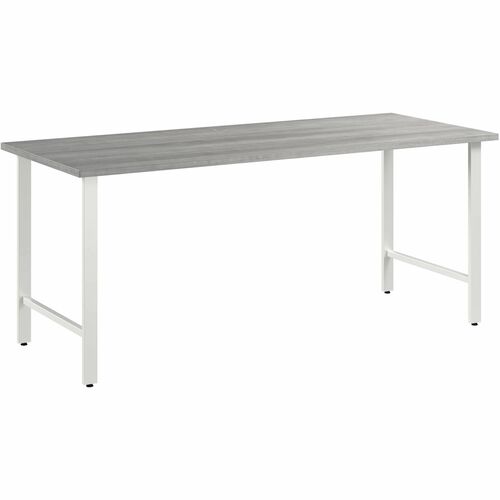 Bush Business Furniture Hustle 72W x 30D Computer Desk with Metal Legs - 72" x 30" Desk - Material: Metal, Plastic, Thermofused Laminate (TFL), Engineered Wood - Finish: Thermofused Laminate (TFL), Platinum Gray - Durable, Scratch Resistant, Stain Resista