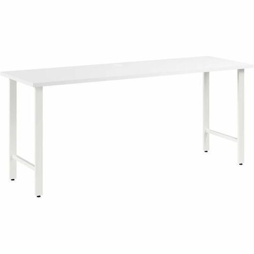 Bush Business Furniture Hustle 72W x 24D Computer Desk with Metal Legs - 72" x 24" Desk - Material: Metal, Plastic, Thermofused Laminate (TFL), Engineered Wood - Finish: Thermofused Laminate (TFL), White - Durable, Scratch Resistant, Stain Resistant, Dama
