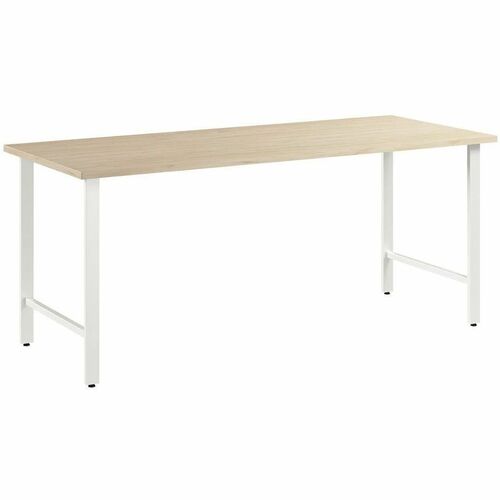 Bush Business Furniture Hustle 72W x 30D Computer Desk with Metal Legs - 72" x 30" Desk - Material: Metal, Plastic, Thermofused Laminate (TFL), Engineered Wood - Finish: Natural Elm, Thermofused Laminate (TFL) - Durable, Scratch Resistant, Stain Resistant