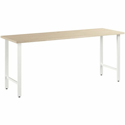 Bush Business Furniture Hustle 72W x 24D Computer Desk with Metal Legs - 72" x 24" - Material: Metal, Plastic, Thermofused Laminate (TFL), Engineered Wood - Finish: Natural Elm, Thermofused Laminate (TFL) - Durable, Scratch Resistant, Stain Resistant, Dam