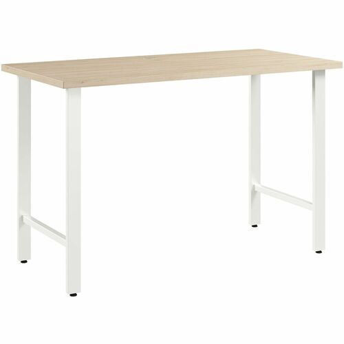 Bush Business Furniture Hustle 48W x 24D Computer Desk with Metal Legs - 48" x 24" - Material: Metal, Plastic, Thermofused Laminate (TFL), Engineered Wood - Finish: Natural Elm, Thermofused Laminate (TFL) - Durable, Scratch Resistant, Stain Resistant, Dam