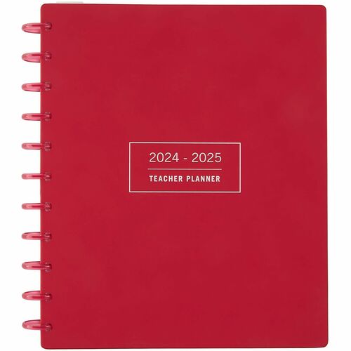 2024-2025 TUL® Discbound Monthly Teacher Planner, Letter Size, Red, July To June, ODUS2336-001 - Monthly - 12 Month - July 2024 to June 2025 - 1 Month Double Page Layout - Letter - 8 1/2" x 11" Sheet Size - White Sheet - Discbound - Red Polypropylene 