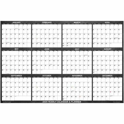 2025 SwiftGlimpse Daily/Yearly Wall Calendar, 24" x 36" , Chalkboard, January 2025 To December 2025, SG 2025 CHALK - Large - Regular - Daily, Yearly - January 2025 to December 2025 - Chalkboard Sheet - Cut-flush - Wall Mount - 24" Height