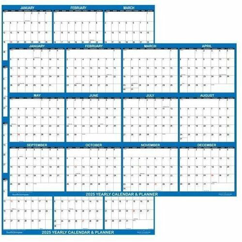 2025 SwiftGlimpse Daily/Yearly Wall Calendar, 18" x 24" , Navy, January 2025 To December 2025, SG 2025 NAVY - Large - Regular - Daily, Yearly - January 2025 to December 2025 - Navy/White Sheet - Cut-flush - Wall Mount - 18" Height