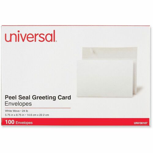 Universal Envelope - Business - A9 - 25 lb - Self Adhesive - White - Paper Stock - 100 / Box
