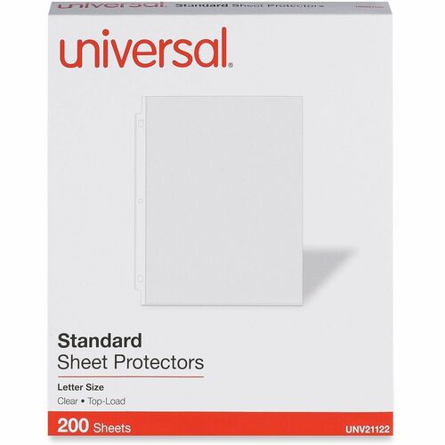 Universal Sheet Protector - 2 x Sheet Capacity - For Letter 8 1/2" x 11" Sheet - 3 x Holes - Ring Binder - Top Loading - Clear - Polypropylene - 200 / Box