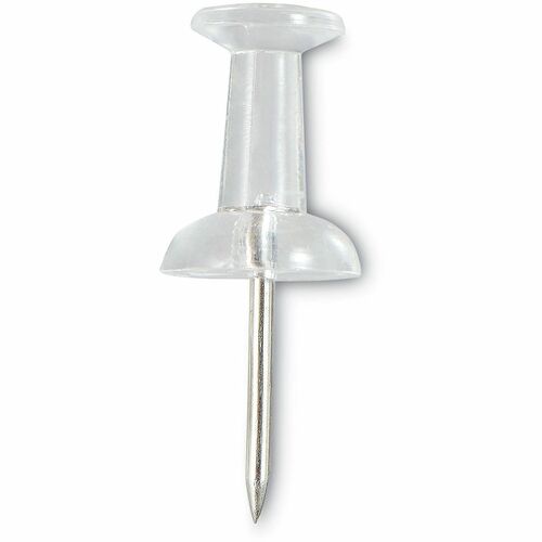Universal Clear Push Pins, Plastic, Clear, 0.38" , 400/Pack - 0.38" Shank - 0.25" Head - Clear - Plastic, Steel - 400 / Pack
