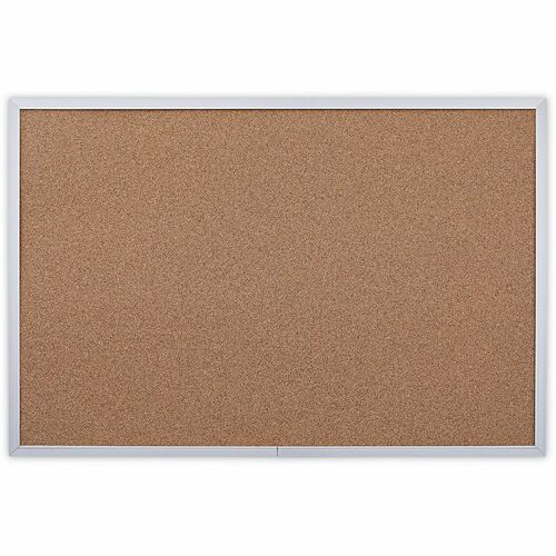 Universal Bulletin Board - 24" Board Height x 36" Board Width x 1.20" Board Depth - Tan Natural Cork Surface - Self-healing, Resilient, Durable - Satin Aluminum Frame - 1 Each
