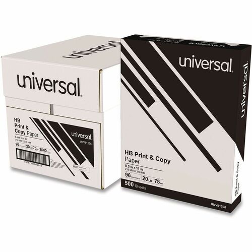 Universal Copy Paper - 20 lb Basis Weight - Bright White - 2500 Sheets - 500 Sheets per Ream - 5 Ream per Case