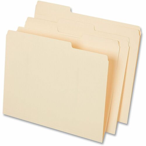Universal 1/3 Tab Cut Letter Top Tab File Folder - 8 1/2" x 11" - 3/4" Expansion - Assorted Tab Position - 11 pt. - Manila - 50 Box