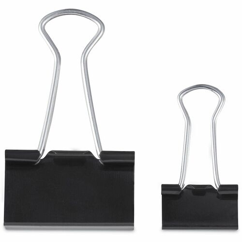 Universal Binder Clip - Assorted Sizes - 0.38" , 0.63" Size Capacity - Black, Silver - Metal, Steel Wire - 60 / Pack