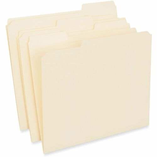 Universal 1/3 Tab Cut Letter Top Tab File Folder - 8 1/2" x 11" - 3/4" Expansion - Assorted Tab Position - 11 pt. - Paper Stock - 250 Carton