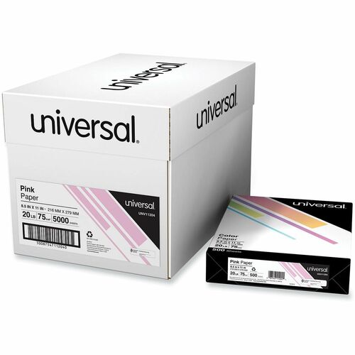 Universal Copy Paper - 20 lb Basis Weight - 75 g/m² Grammage - Pink - 5000 Sheets - 500 Sheets per Ream - 10 Ream per Case