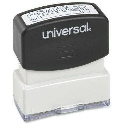 Universal Pre-inked Stamp - Message Stamp - SCANNED - 1.69" Impression Width x 0.56" Impression Length - Blue - ABS Plastic - Rectangle - Recycled - 1 Each