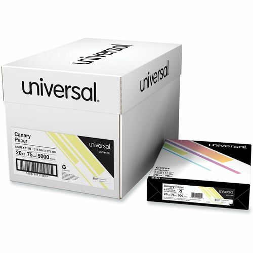 Universal Copy Paper - 20 lb Basis Weight - 75 g/m² Grammage - Canary - 5000 Sheets - 500 Sheets per Ream - 10 Ream per Case