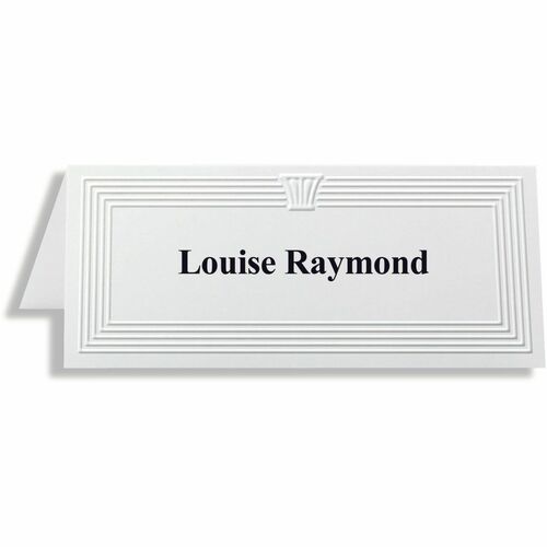 St. James® Overtures® Capital Embossed Place Cards, White, Fold to 1¾ x 4¼" , Pack of 60, 71418 - 4 1/4" (107.95 mm) x 1 3/4" (44.45 mm) - 47 lb (21318.84 g) Basis Weight - Micro Perforated, Acid-free, Lignin-free, Foldable, Embossed - White - 60