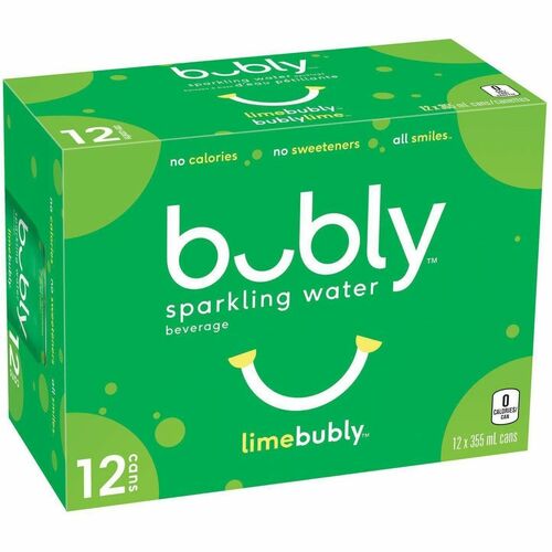 bubly Flavored Water - Ready-to-Drink - Sugar Free - 355 mL - Lime - 12 / Case