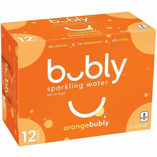 bubly Flavored Water - Ready-to-Drink - Sugar Free - 355 mL - Orange - 12 / Case